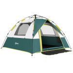 Outsunny Zelt für 3 Personen, Campingzelt mit Heringen, Kuppelzelt, Polyester, Grün, 205 x 195 x 135 cm | Aosom.de