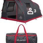 JUSTCAMP Atlanta 3 Familienzelt für 3 Personen Tunnelzelt mit Stehhöhe inkl. Vordach & Boden, Eingang mit Fliegengitter Campingzelt groß, ...