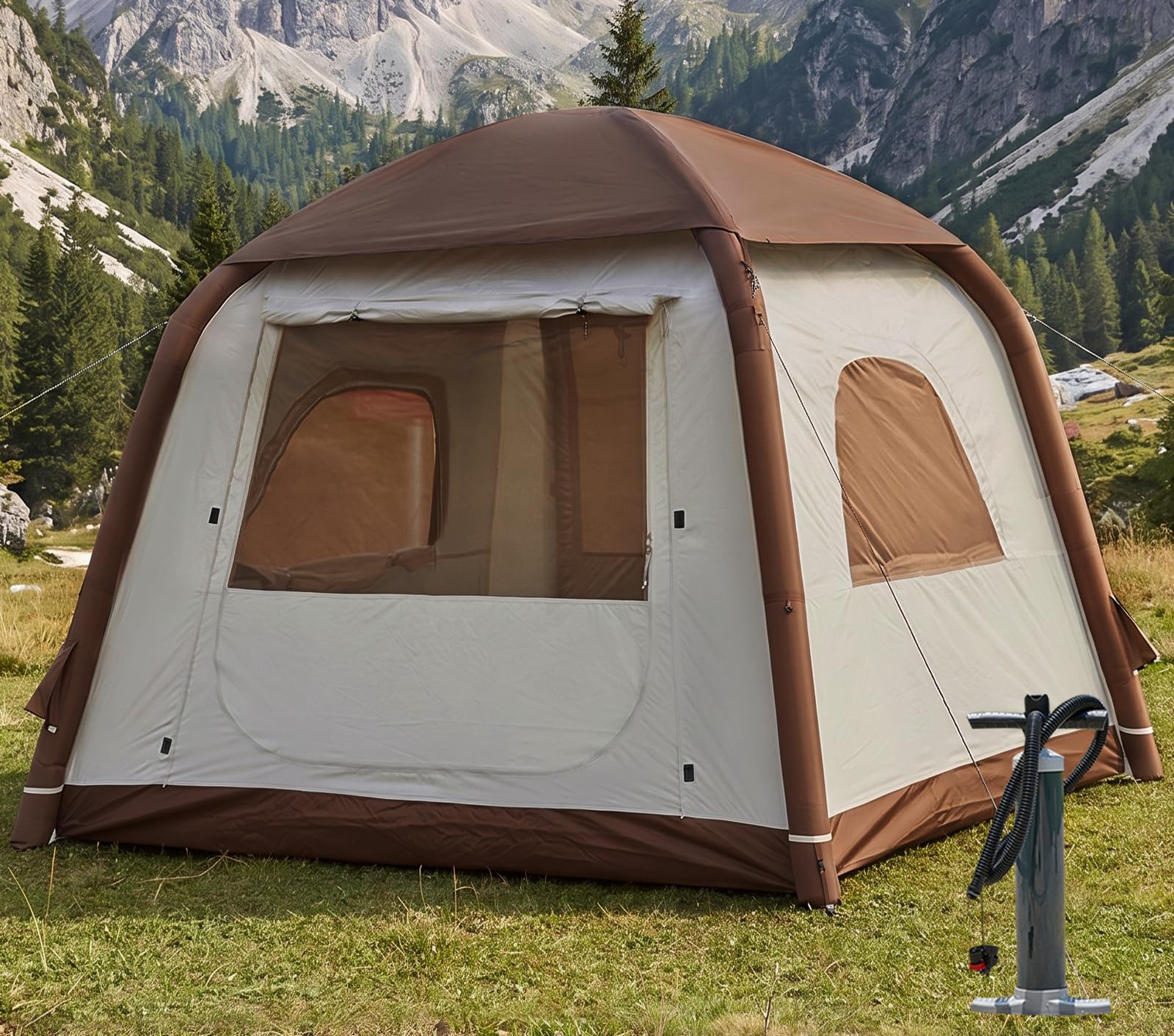 aufblasbares-4-personen-zelt-362itm-1.jpg Aufblasbares Campingzelt Hüttenzelt, 2 4 Personen Glamping Zelte Sonnenunterstand, einfacher Aufbau wasserdichte Outdoor Oxford Zelte, aufblasbares ... – Bild 1