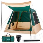 VEVOR Campingzelt 4 Personen, Aufblasbares Familienzelt mit Wiederaufladbarer Pumpe, TPU Luftschlauch & 5 Netzfenstern, Kabinenzelt mit Tragetasche für Familien Camping & Wandern, Grün | VEVOR DE