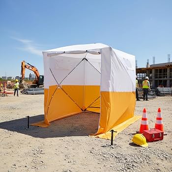 baustellenzelt-685kai-1.jpg UHATEX Montagezelt, Baustellenzelt, Maß 1,90 x 1,90 x 2,00 m Wasserdicht Wetterfest Schnellaufbau aus Polyester Orange/Weiß für Outdoor, Arbeit, vom ... – Bild 1