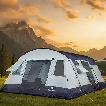 campingzelt-6-personen-124cta-1.jpg CampFeuer Zelt XtraL für 6 Personen | 5000 mm Wassersäule | Dunkelblau/Grau | XXL Tunnelzelt mit Vorraum, Fest vernähter Boden | Gruppenzelt, Campingzelt, Familienzelt, Outdoor Zelt, Festivalzelt : Amazon.de: Sport & Freizeit – Bild 1