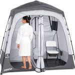 Porayhut Tragbares Camping Duschzelt, Deluxe Umkleidekabine, einfach aufzubauen, Sichtschutz, großes WC Zelt, 2 Zimmer mit Bodenablauf Design für Strand, Camping, Wandern, mit Heringen und Seilen für : Amazon.de: Sport & Freizeit