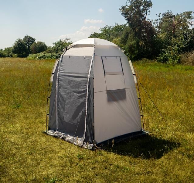 duschzelt-camping-581gol-1.jpg Reimo Duschzelt Campalto 150x150, grau/anthrazit – Bild 1