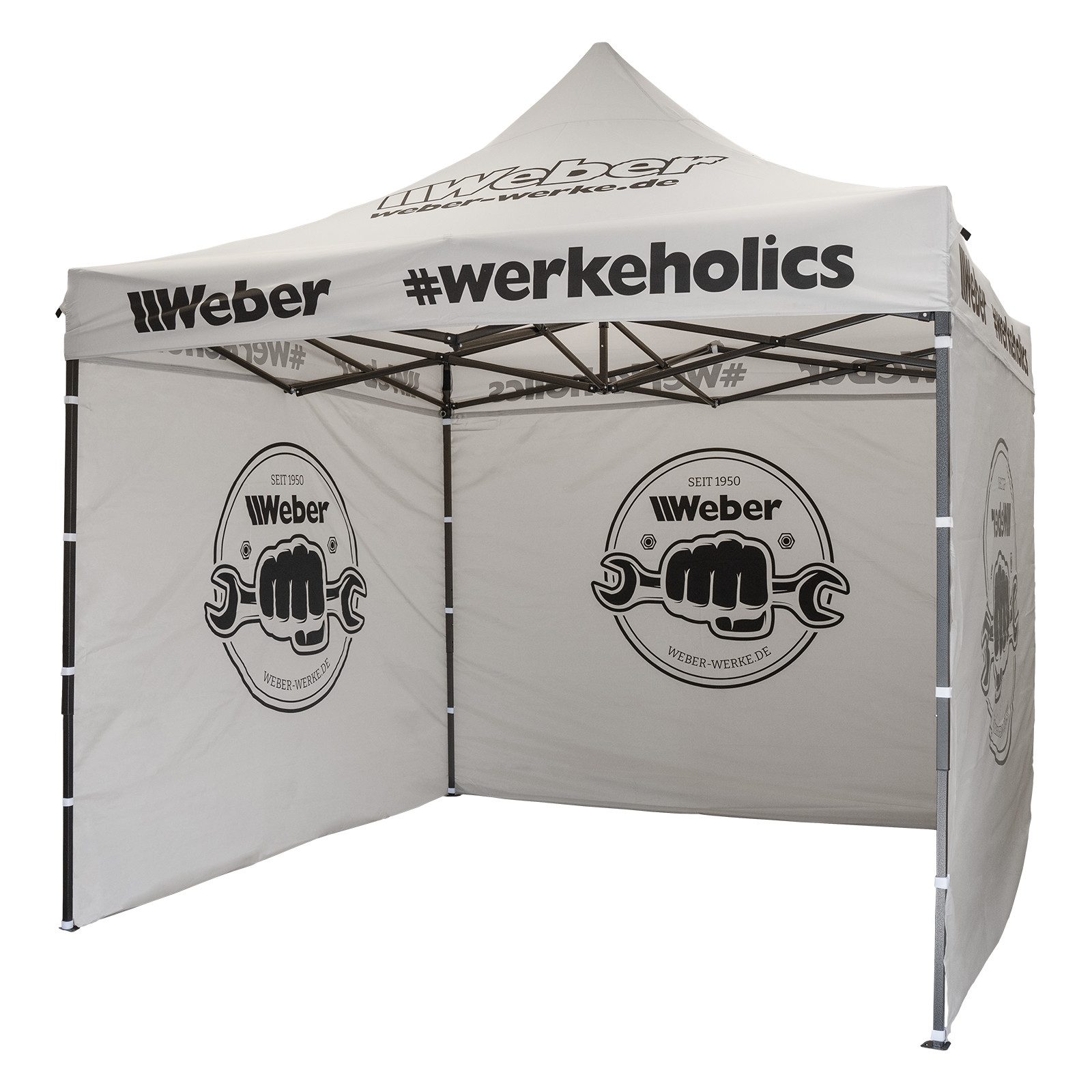 easy-up-zelt-092nxb-1.jpg Weber GmbH Faltpavillon Easy Up Zelt 3x3 m – grau – wetterfester Pavillon inkl. Seitenwände, mit 3 Seitenteilen, höhenverstellbar, wasserabweisend, ... – Bild 1