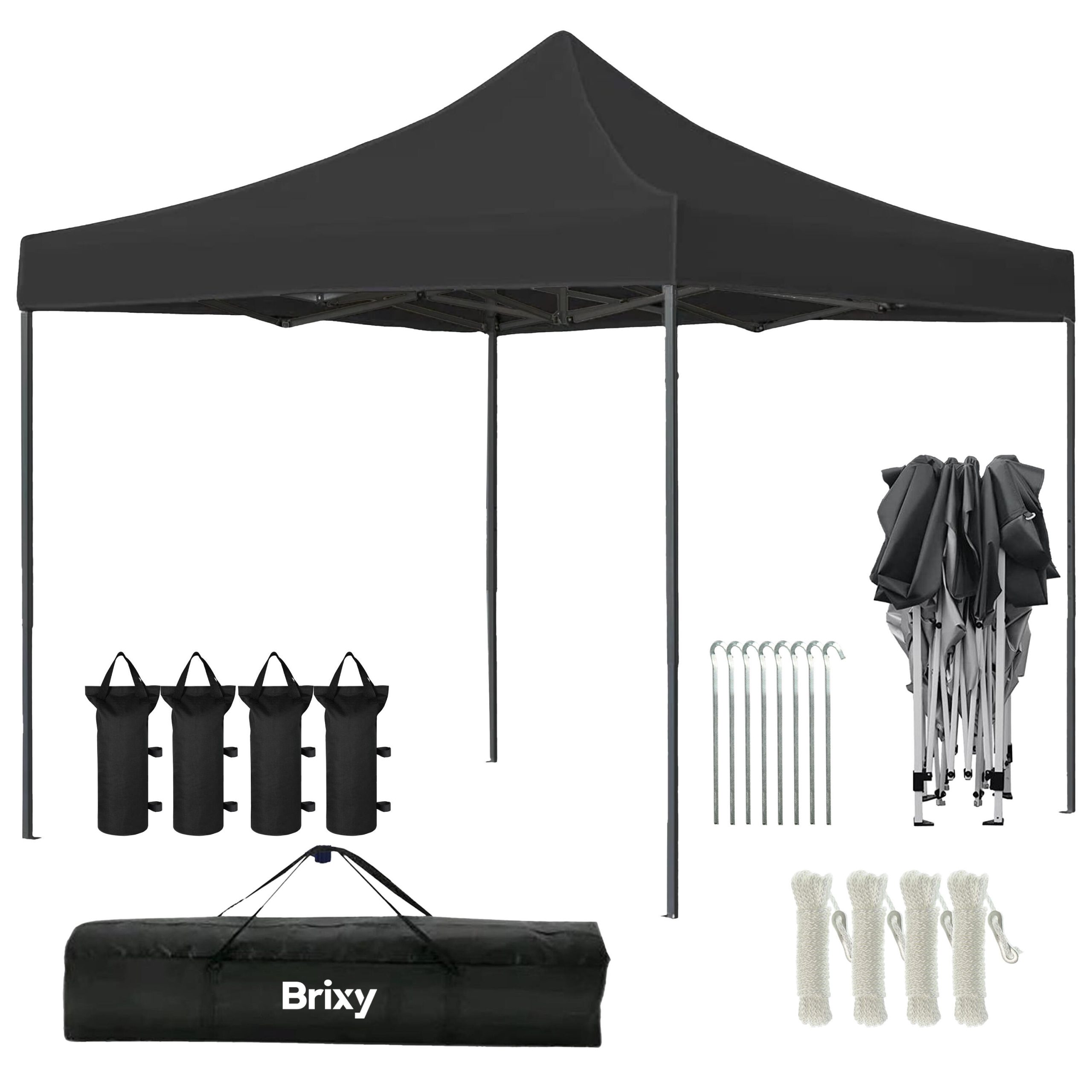 easy-up-zelt-663mfh-1.jpg Partyzelt 3x3m Faltbar Easy Up Wasserdicht Mit Tasche Schwarz – Bild 1