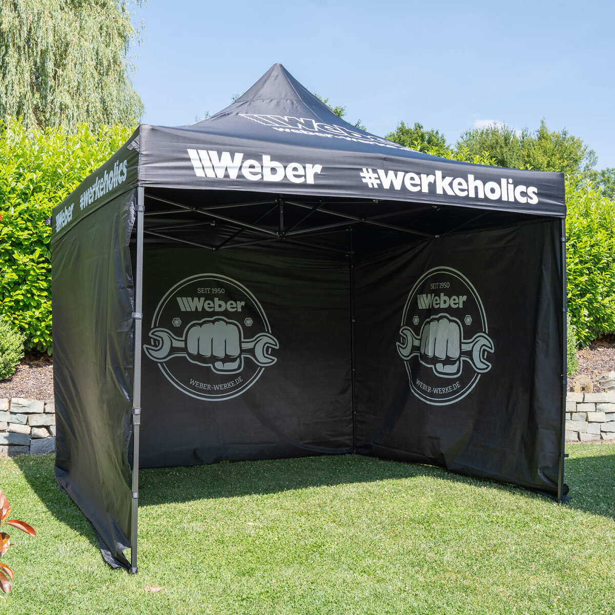 easy-up-zelt-986dmp-1.jpg Weber #Werkeholics Easy Up Zelt 3 x 3 m inkl. 3 Seitenwände schwarz – Bild 1