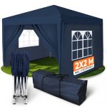 Faltpavillon 2x2m wasserdicht Blau / 4 Seitenteile
