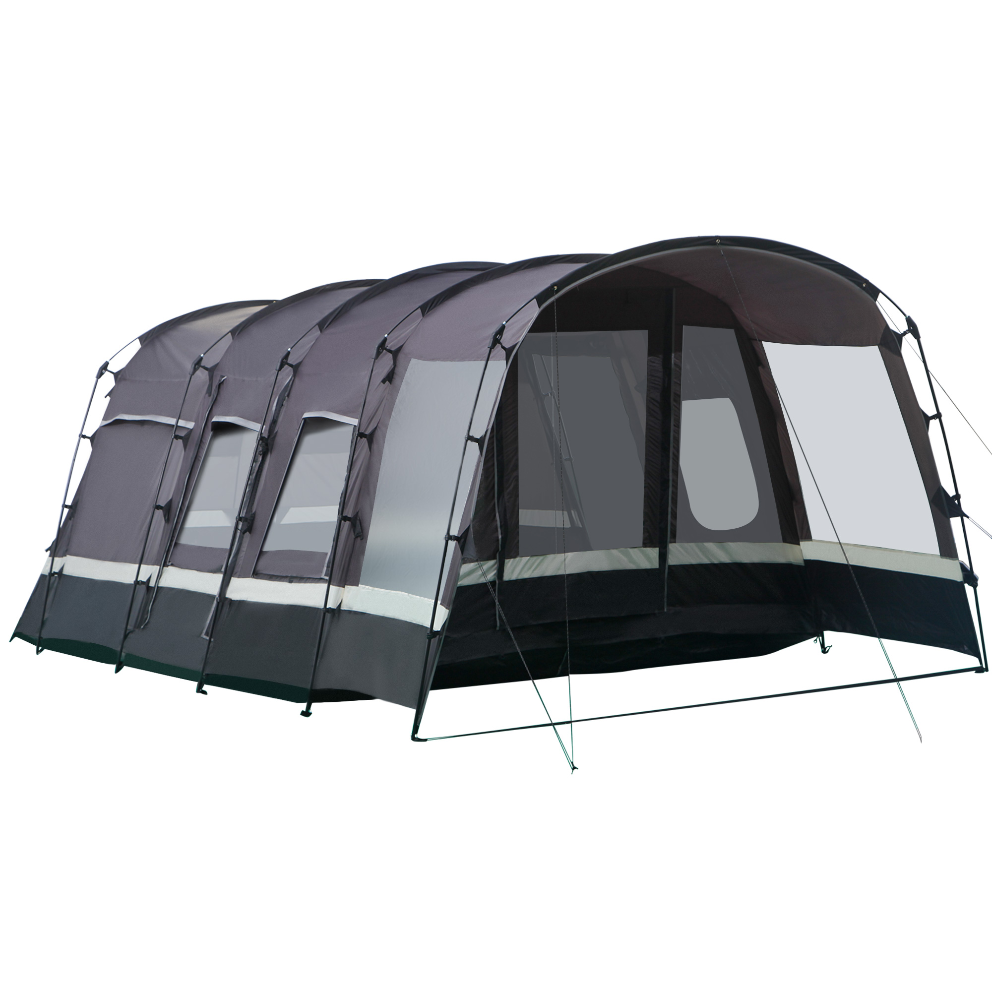 familienzelt-8-personen-067gag-1.jpg Outsunny Camping Zelt 8 Personen Zelt Tunnelzelt mit Vorraum 4 Fenster Familienzelt PU3000mm für Trekking Festival Glasfaser Dunkelgrau 580 x 320 x ... – Bild 1