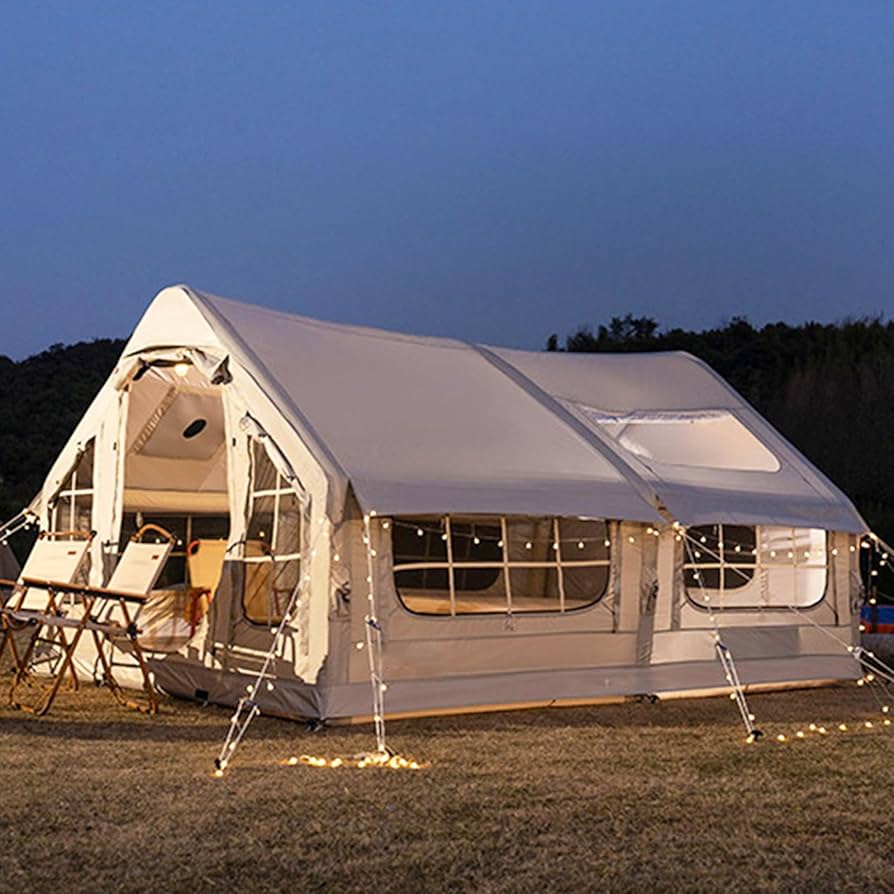 familienzelt-8-personen-962vbg-1.jpg 6 8 Personen Luftzelt Aufblasbar Camping, Familienzelt Aufblasbares Zelt Haus XXL Mit Kaminöffnung, 4 Saison Wasserdichtes Winddicht Große Pop Up Zelt ... – Bild 1