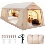 Meulbaty aufblasbares Zelt Camping Zelt Sufblasbar mit Kaminöffnung & Dachfenster Vordach, Personen: 10 (1 tlg), 10 12per XXL, ohne Markise