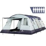 CampFeuer Tunnelzelt Zelt XtraL für 6 Personen Dunkelblau/Grau, XXL Tunnelzelt mit Vorraum, Personen: 6