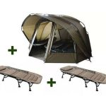 MK Angelsport Angelzelt Karpfenzelt 3,5 Man + 2 Karpfenliegen X Pro Flat, Personen: 3