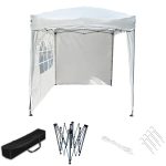 Faltpavillon 2x2m Klappzelt Gartenzelt Popup 100%Wasserdicht +2 Seitenteile Weiß