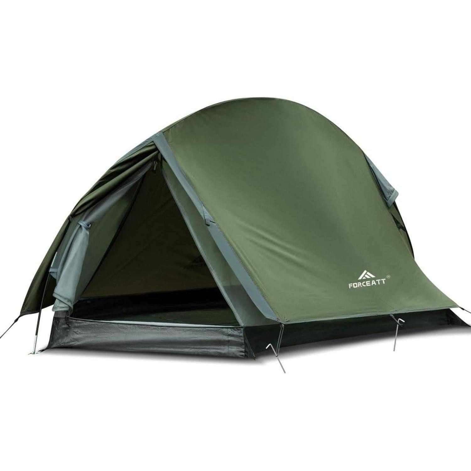kleines-zelt-204zqq-1.jpg LuxusKollektion Kuppelzelt Zelt ultraleicht 1 Person kleines Packmaß Dunkelgrün 2 Person, Igluzelt – Bild 1