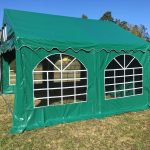Partyzelt 4x4, PVC grün, Bodenrahmen u. Dachverstrebung
