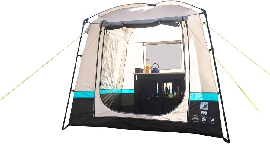 kuechenzelt-514yhl.jpg OLPRO Pod Küchen und Nutzzelt, 2 x 2 m, Outdoor Küchenzelt, 5000 mm H/H, wasserdicht, UV Schutz, eingenähte Bodenplane, perfektes Camping Zubehör für ... – Bild 1