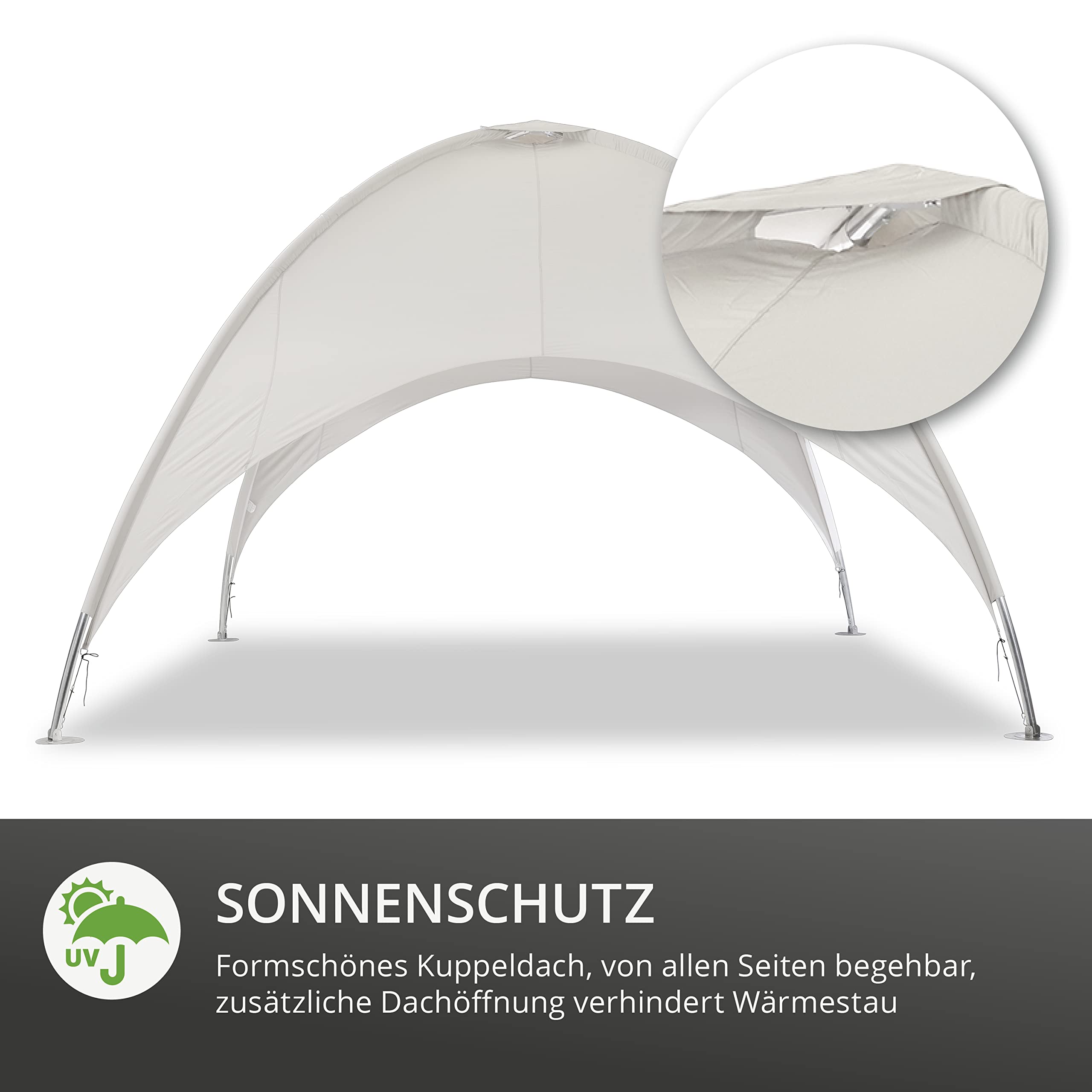 kuppelzelt-5x5-115cbn-1.jpg LECO Kuppelzelt – Formschönes Sonnendach 5 x 5 m für Outdoor Veranstaltungen – wasserabweisend grauweiß : Amazon.de: Sport & Freizeit – Bild 1