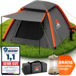 ELONEO Aufblasbares Camping Luftzelt 1 3 Personen mit Vordach, 210x210x140cm