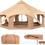 SucceBuy 5 m/16,4 ft Canvas Rundzelt, 4 Jahreszeiten Jurtenzelt mit Ofenanschluss,