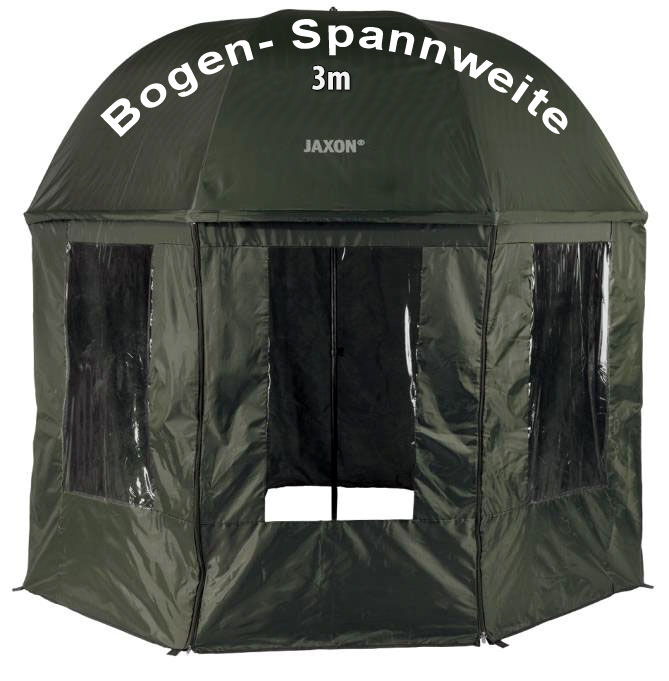 schirmzelt-661vna-1.jpg Schirmzelt Nylon mit 3 Sichtfenster 3.00m Bogenspannweite (geschlossen) Jaxon – Bild 1