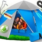 ELONEO Wurfzelt, 2 4 Personen Pop Up Zelt wasserdichtes Campingzelt schnellaufbau Zelt, Blau/Grau