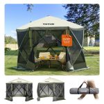 VEVOR Pop Up Pavillonzelt, Pop Up Zelt mit 6 seitigem Baldachin, Sonnenschutz mit 6 abnehmbaren Sichtschutz Windtüchern und Netzfenstern, 10 x 10 Fuß, ...
