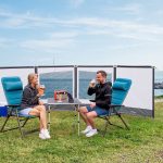 BERGER Camping Windschutz 130 x 460 cm | Sichtschutz Garten Strand Windschutz mit Sichtfenster, Outdoor | Sichtschutz kann als Zeltplane für ...