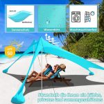LuxusKollektion Strandmuschel Strandzelt UV Schutz Sonnenzelt 3x3m Sonnensegel Outdoor Camping