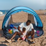 Night Cat Sonnenzelt – Strandmuschel, Blau, UV Schutz 50, Asymmetrisch, 2,8 Kg, Inkl. Tasche