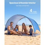 VEVOR Strandmuschel Sonnenschutz für 4 Personen, UPF 50+ Schutz, Tragbares Strandzelt mit Tragetasche & Heringen, Leichter Kompakter ...