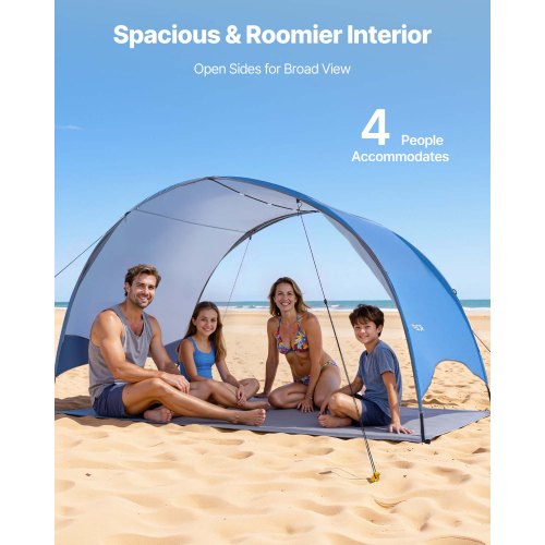 sonnenzelt-664qvp-1.jpg VEVOR Strandmuschel Sonnenschutz für 4 Personen, UPF 50+ Schutz, Tragbares Strandzelt mit Tragetasche & Heringen, Leichter Kompakter ... – Bild 1