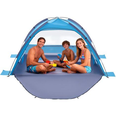 sonnenzelt-961dlt-1.jpg Strandmuschel Sonnenschutz für 3 Personen, UPF 50+ Schutz, Tragbares Strandzelt mit Tragetasche & Bodenverankerungen, Leichter Strandsonnenschirm für ... – Bild 1