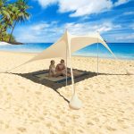 Beach StrandZelt mit Picknickdecke und Sandsack Anchor | Strandmuschel Sonnenschutz Zelt für Strand mit UV Schutz UPF 50+ (Beige) : Amazon.de: Sport & Freizeit