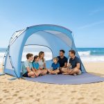 VEVOR Strandmuschel Sonnenschutz für 6 Personen, UPF 50+ Schutz, Tragbares Strandzelt mit Tragetasche & Bodenverankerungen, Stabiler ...