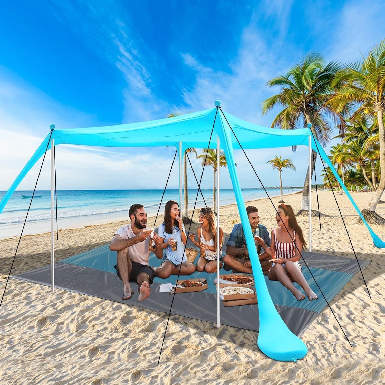 strand-zelt-713skn-1.jpg LuxusKollektion Strandmuschel Strandzelt UV Schutz Sonnenzelt 3x3m Sonnensegel Outdoor Camping – Bild 1