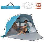 Puluomis Strandmuschel Strandzelt Pop up Zelt UV Schutz 50+, mit/ohne Sonnensegel