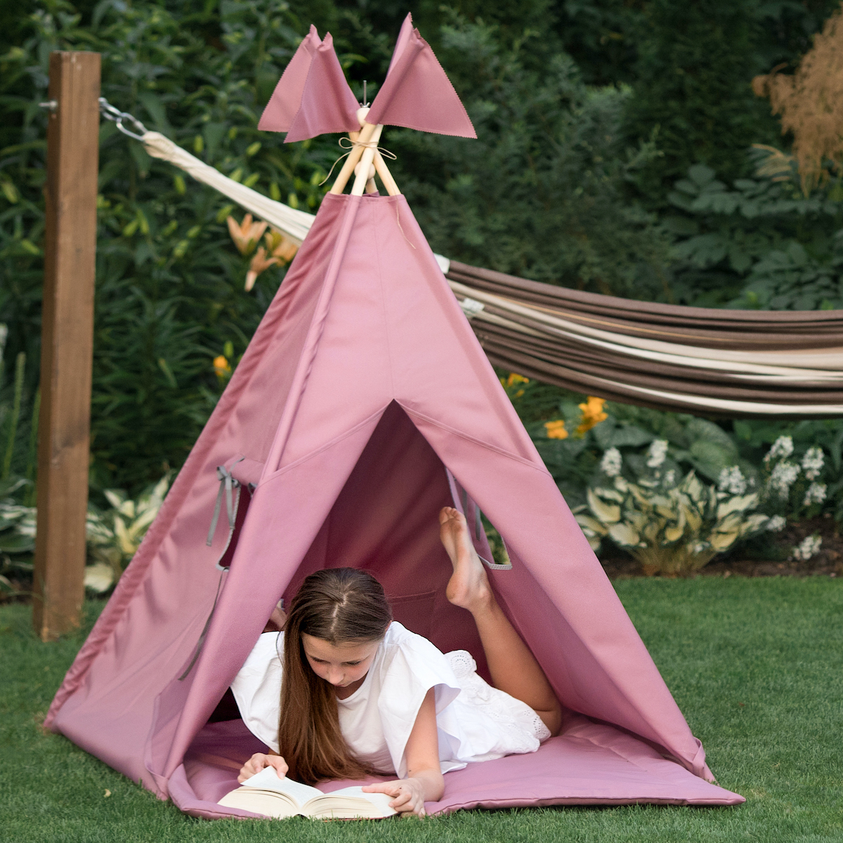 tipi-zelt-outdoor-310nhv-1.jpg Tipi zelt Garden Dark Pink Outdoor Spielzelt – Bild 1