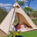 Outdoor 2M Leinen Camping Pyramide Tipi Zelt Erwachsenes Indianer Teepee Zelt für 2~3 Personen : Amazon.de: Sport & Freizeit
