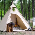 WJYLM Tipi Zelt für Erwachsene, Camping Pyramidenzelt aus Baumwollleinen mit insektensicherem Netz für 2 bis 3 Personen, Tipi für Hochzeiten im ...