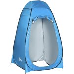 Outsunny Pop up Toilettenzelt, Mobiles Camping Duschzelt, Umkleidezelt mit Innentasche, Duschkabine, Umkleidekabine, Wasserfest, Polyester Blau 120 x 120 x 190 cm Toilettenzelt Duschzelt Innentasche | Aosom.de
