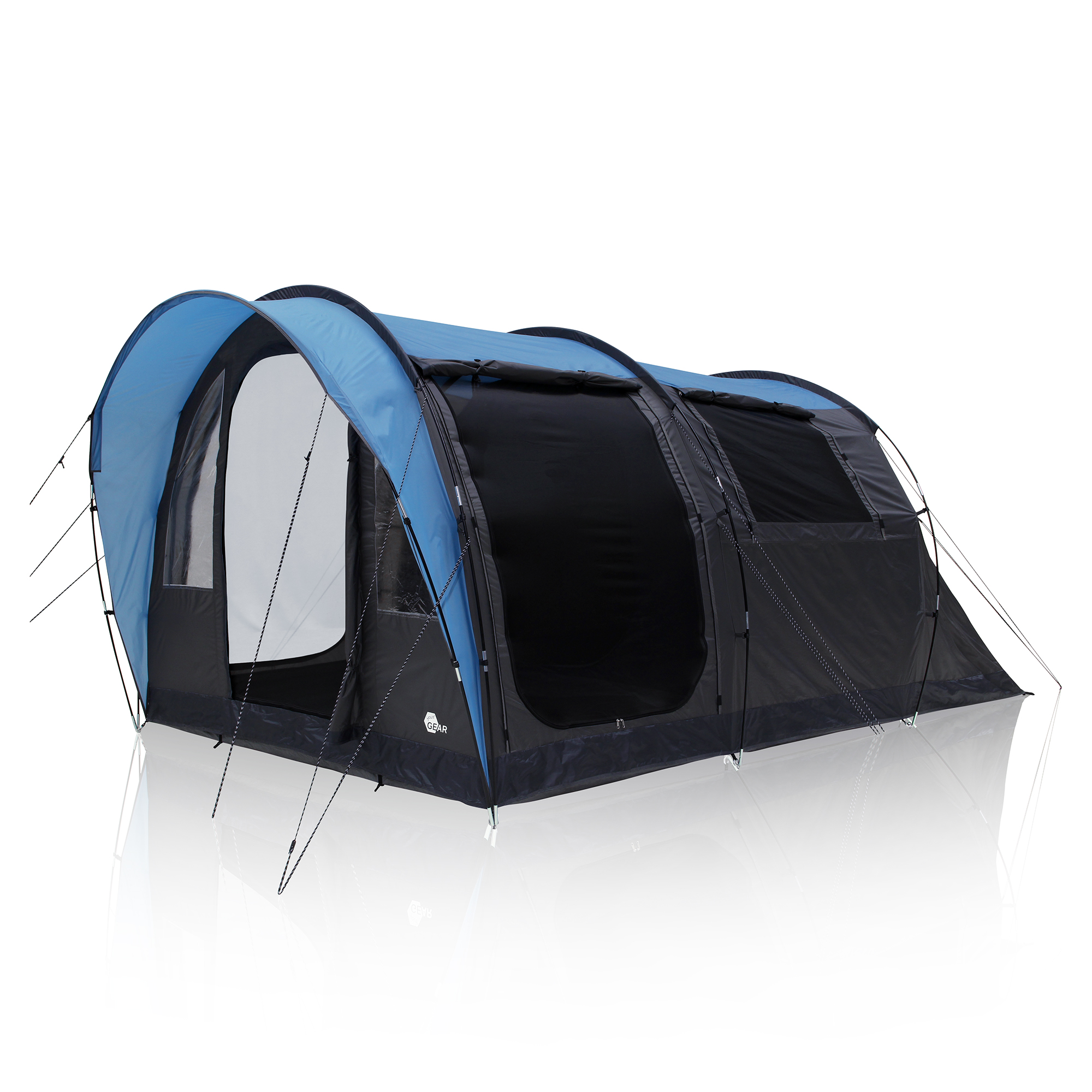 tunnelzelt-4-personen-351arf-1.jpg your GEAR Zelt Bora 4 Personen Tunnelzelt Familienzelt Stehhöhe Bodenwanne Wasserdicht 5000 mm Vordach Blau Grau – Bild 1