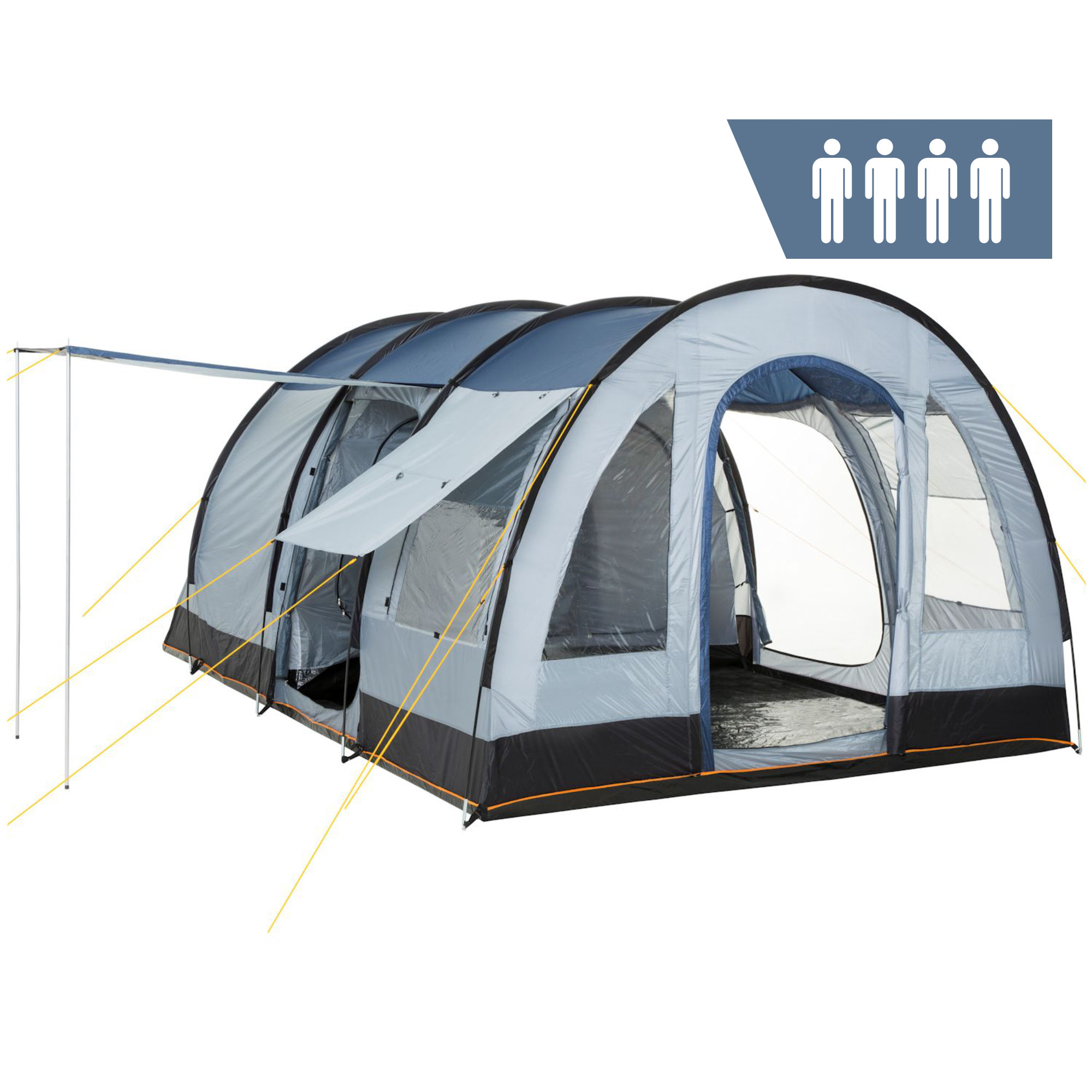 Zelt_hauptbild_neu Zelt für 4 Personen Gruppenzelt Graublau 5000mm Tunnelzelt Campingzelt CampFeuer | eBay.de – Bild 1