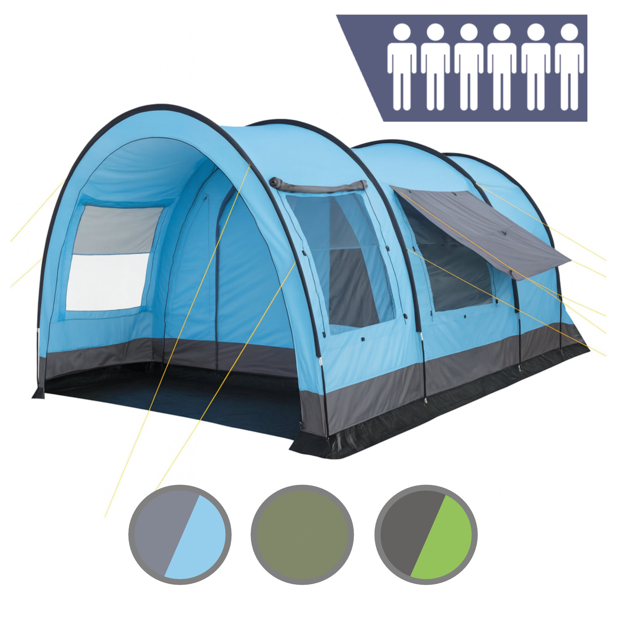 empress6_Auswahl_Tunnelzelte_Bild1 Tunnelzelt für 6 Personen 5000 mm Outdoor Zelt Camping Zelt CampFeuer – Bild 1