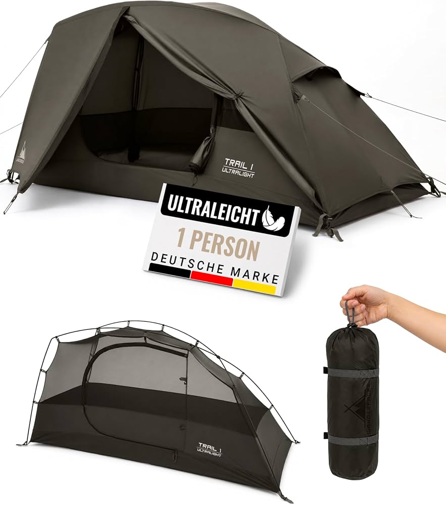 ultralight-2-personen-zelt-398rtk-1.jpg WANDERFALKE® Trail 1 & 2 Personen Zelt Ultraleicht, kleines Packmaß, wasserdicht 4.000mm, leichtes 1 2 Mann Trekkingzelt Ultralight, Outdoor Zelte für ... – Bild 1