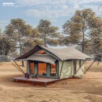 Schulter Neues Design Wasserdicht Luxus Glamping Wohnzelt für Hotelresort China Safari Zelt und Luxus Safari Zelt Preis