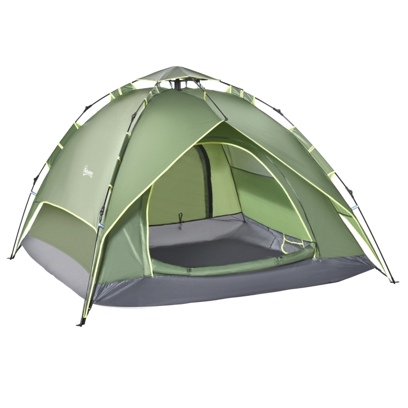 zelt-2-personen-wasserdicht-507cfe-1.jpg Outsunny Doppelzelt Campingzelt Outdoorzelt Familienzelt Quick Up Zelt 2 Erwachsene + 1 Kind 4 Jahreszeiten wasserdicht Tragetasche 2 Türen Polyester + Glasfaser Dunkelgrün 210 x 210 x 140 cm | Aosom.de – Bild 1