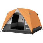Outsunny Campingzelt 3 Personen Wasserdicht 2x2x1.35m Orange | Aosom.de