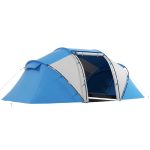 Outsunny Campingzelt Familienzelt Tunnelzelt mit 2 Schlafkabinen 4 6 Personen Blau L430 x B240 x H170cm | Aosom.de