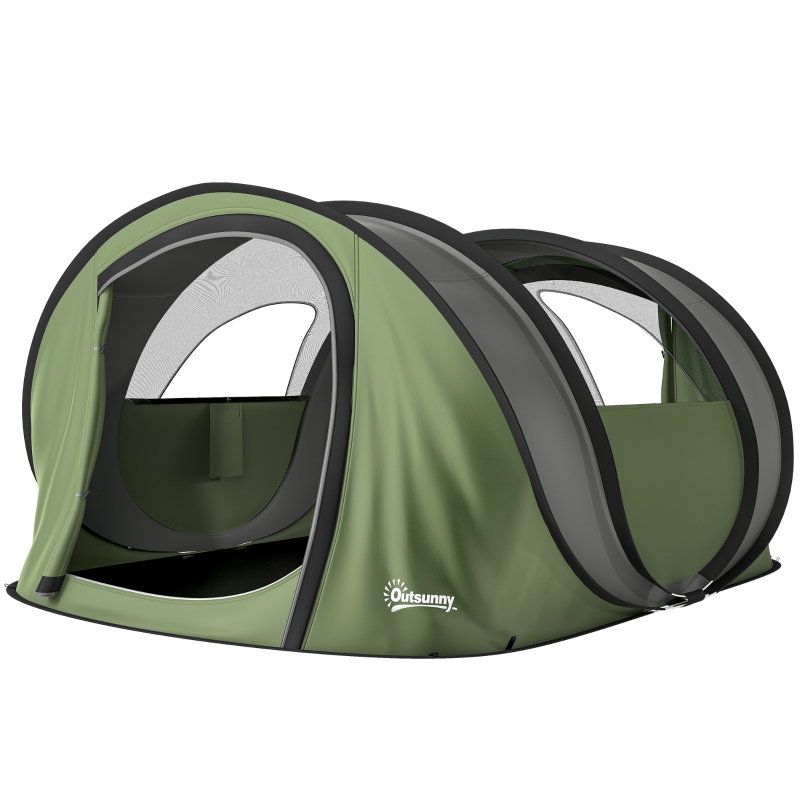 zelt-4-personen-wasserdicht-878zyi-1.jpg Outsunny Pop Up Zelt 4 Personen Tunnelzelt mit Schlafzimmer 2 Türen 2 Mesh Fenstern Abnehmbarer Überzug Bodenplane, wasserdicht – Bild 1